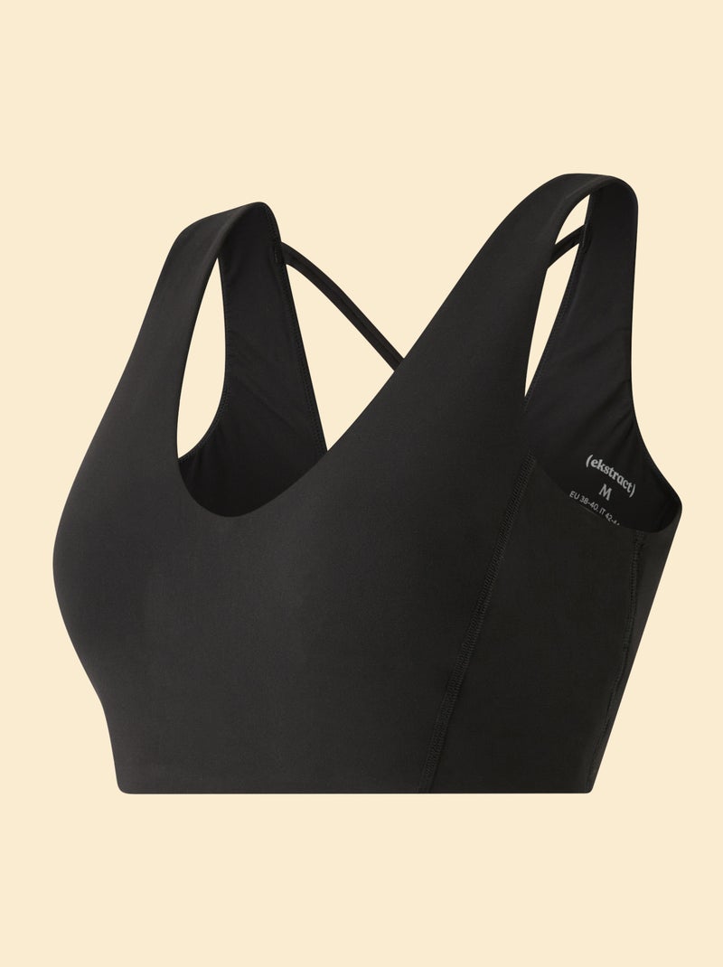 Reggiseno sportivo incrociato sulla schiena sostegno medio - (ekstract) Nero - Kiabi