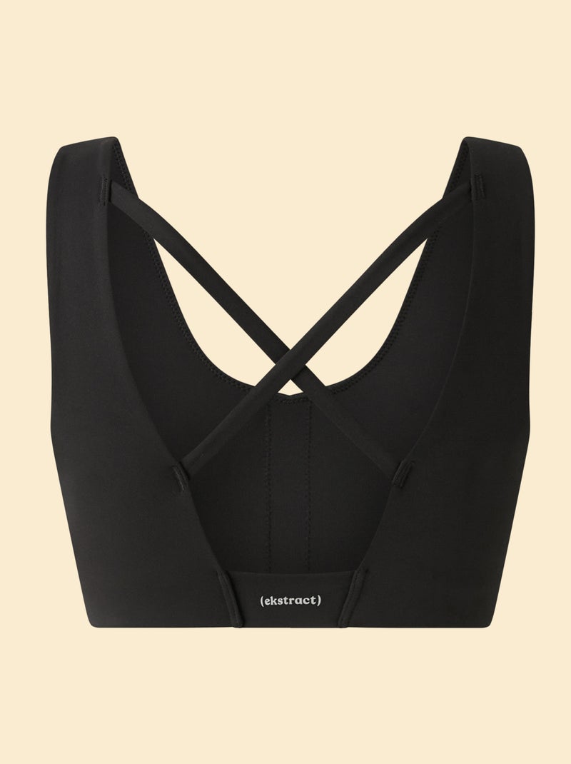 Reggiseno sportivo incrociato sulla schiena sostegno medio - (ekstract) Nero - Kiabi