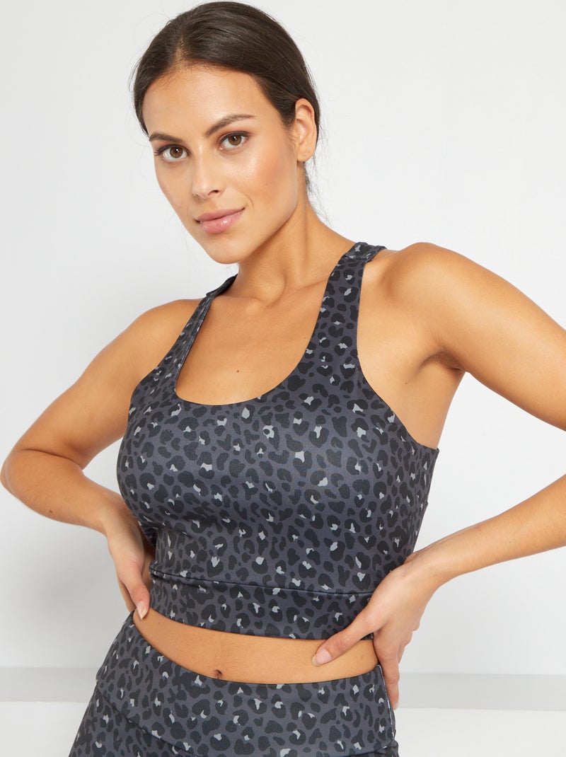 Reggiseno sportivo 'leopardo' GRIGIO - Kiabi