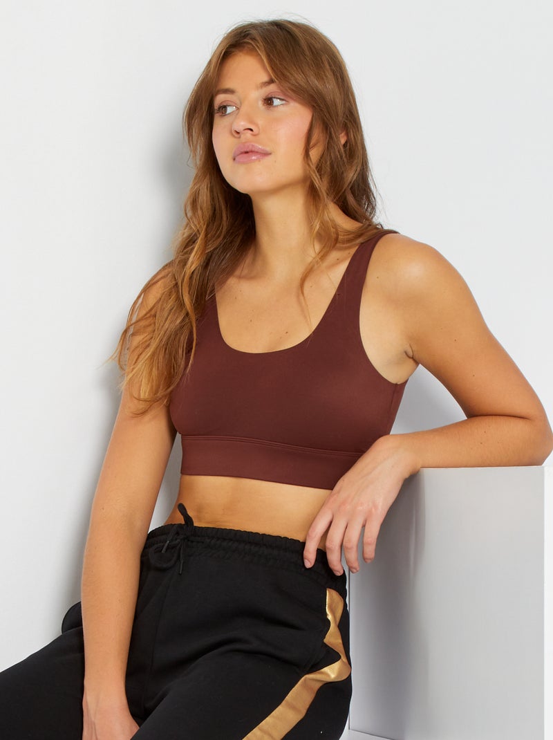 Reggiseno sportivo microfibra MARRONE - Kiabi