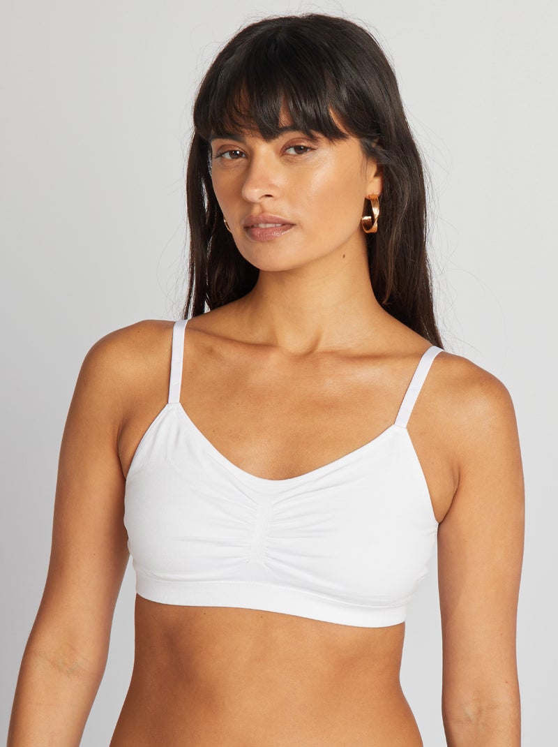 Reggiseno sportivo senza ferretto BIANCO - Kiabi