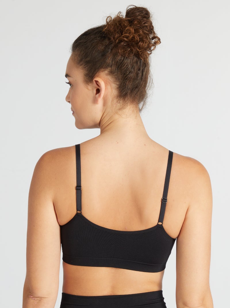 Reggiseno sportivo senza ferretto Nero - Kiabi