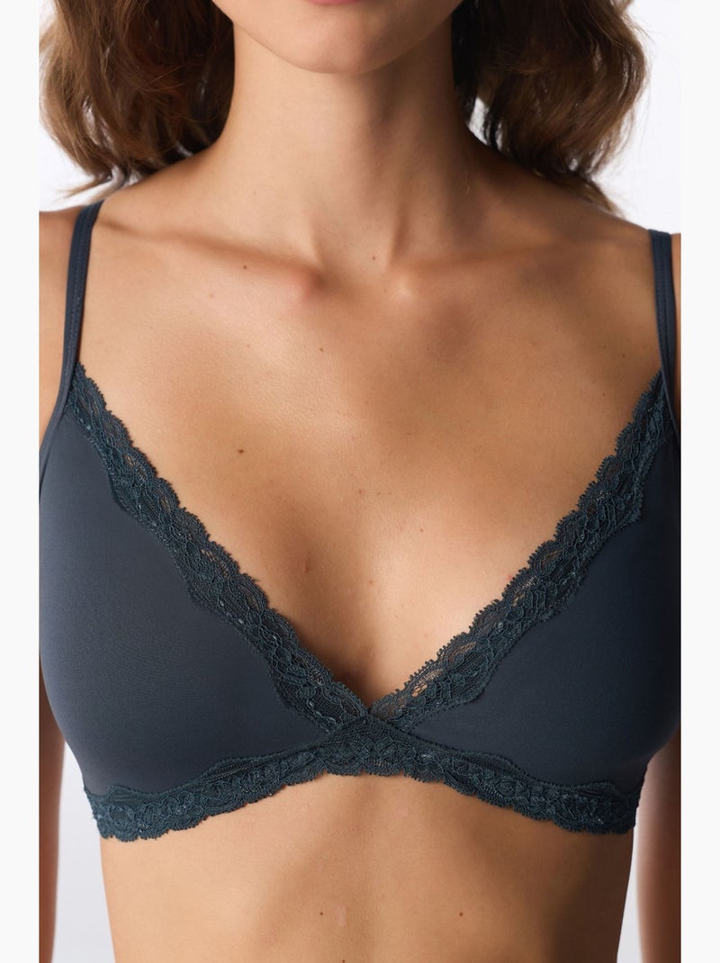 Reggiseno triangolo imbottito penti Grigio nero - Kiabi
