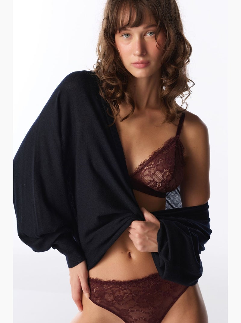 Reggiseno triangolo in pizzo penti Rosso bordeaux - Kiabi