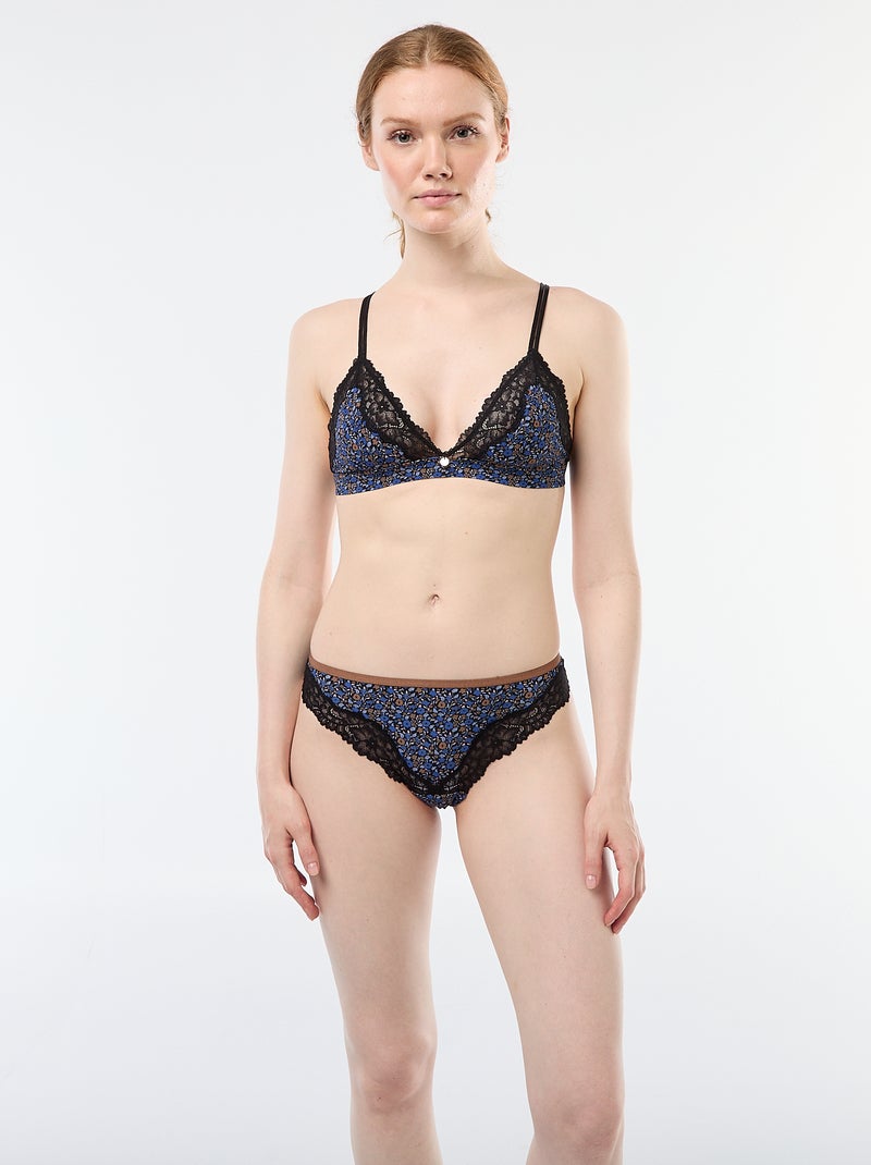 Reggiseno triangolo stampato senza ferretto Blu - Kiabi