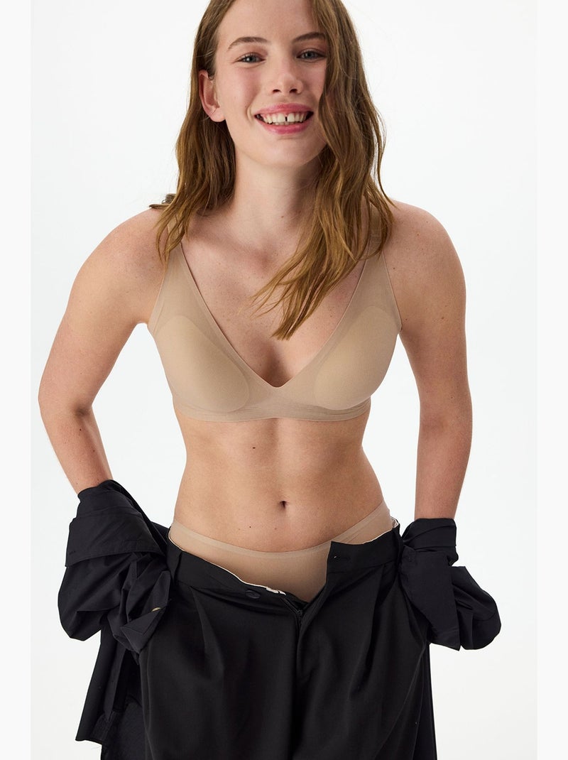Reggiseno zerogram decolette imbottito senza segni penti Beige argilla - Kiabi