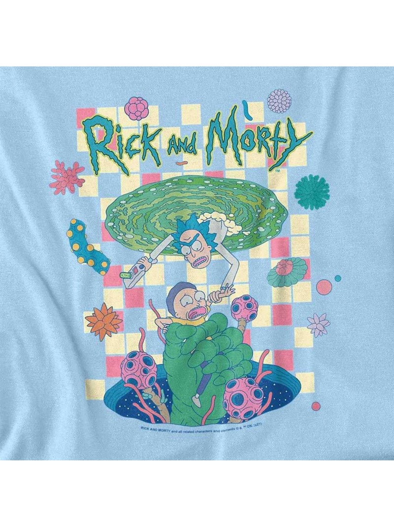 Rick And Morty Falling Portals Maglietta Adulto Unisex Blu chiaro - Kiabi