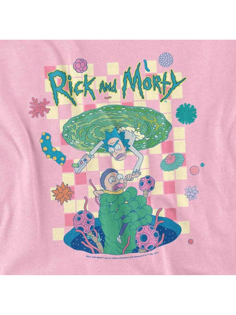 Rick And Morty Falling Portals Maglietta Adulto Unisex Rosa - Kiabi