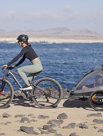 Rimorchio per bicicletta LIONELO Cama 2 in 1 - Passeggino fuoristrada - 2 bambini - Fino a 6 anni