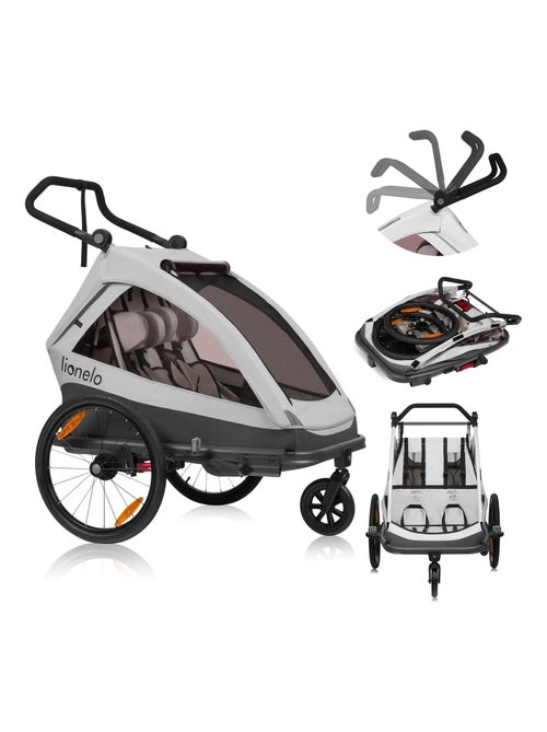 Rimorchio per bicicletta LIONELO Cama 2 in 1 - Passeggino fuoristrada - 2 bambini - Fino a 6 anni - Kiabi