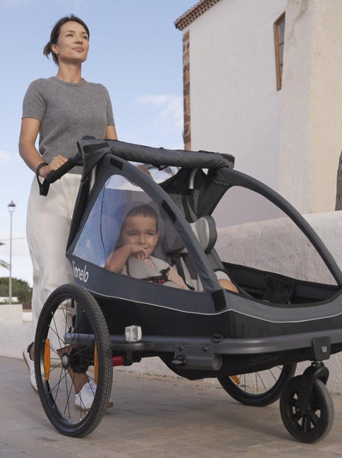 Rimorchio per bicicletta LIONELO Cama 2 in 1 - Passeggino fuoristrada - 2 bambini - Fino a 6 anni - Kiabi