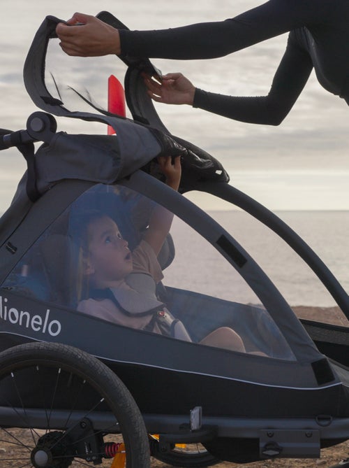 Rimorchio per bicicletta LIONELO Cama 2 in 1 - Passeggino fuoristrada - 2 bambini - Fino a 6 anni - Kiabi