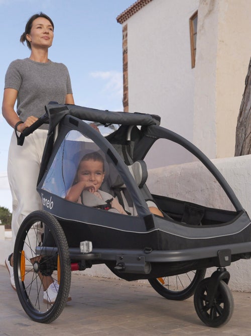 Rimorchio per bicicletta LIONELO Cama 2 in 1 - Passeggino fuoristrada - 2 bambini - Fino a 6 anni - Kiabi