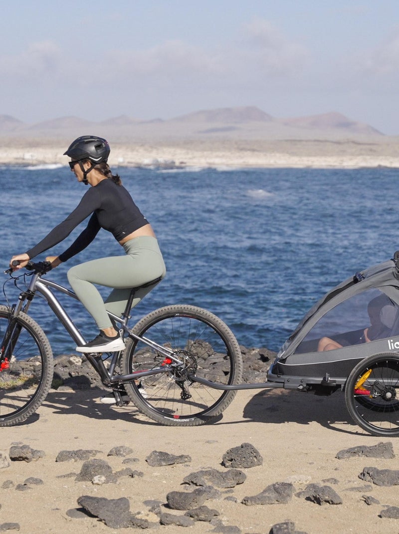 Rimorchio per bicicletta LIONELO Cama 2 in 1 - Passeggino fuoristrada - 2 bambini - Fino a 6 anni Grigio grigio - Kiabi
