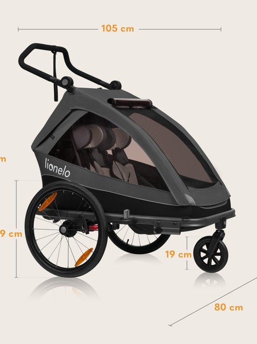 Rimorchio per bicicletta LIONELO Cama 2 in 1 - Passeggino fuoristrada - 2 bambini - Fino a 6 anni - Kiabi