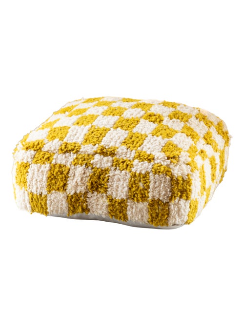 Rivestimento del pouf a scacchiera in lana - Kiabi