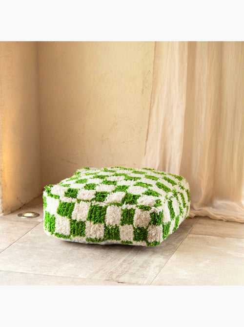 Rivestimento del pouf a scacchiera in lana - Kiabi