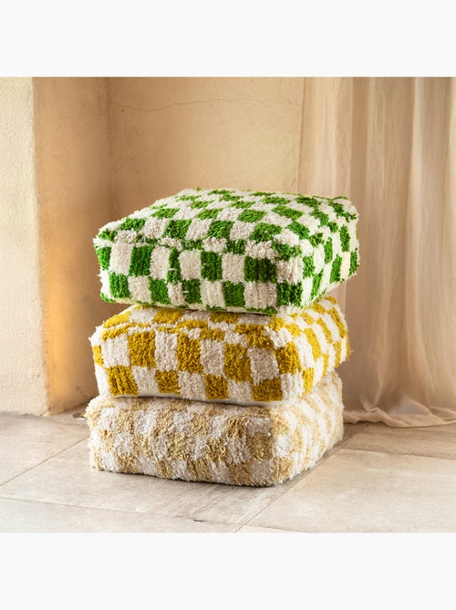 Rivestimento del pouf a scacchiera in lana - Kiabi