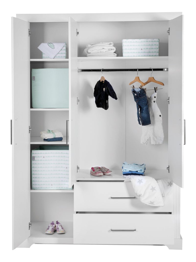ROBA Armadio "Maxi" – 3 ante e 2 cassetti – stile casa di campagna Bianco - Kiabi