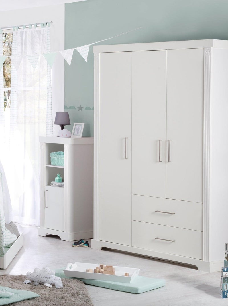ROBA Armadio "Maxi" – 3 ante e 2 cassetti – stile casa di campagna Bianco - Kiabi