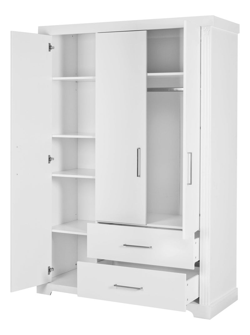 ROBA Armadio "Maxi" – 3 ante e 2 cassetti – stile casa di campagna Bianco - Kiabi
