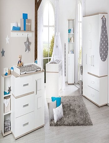ROBA Armadio "Moritz" 3 ante – con 3 cornici decorative – bianco / olmo lunare
