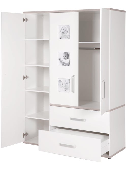 ROBA Armadio "Moritz" 3 ante – con 3 cornici decorative – bianco / olmo lunare - Kiabi
