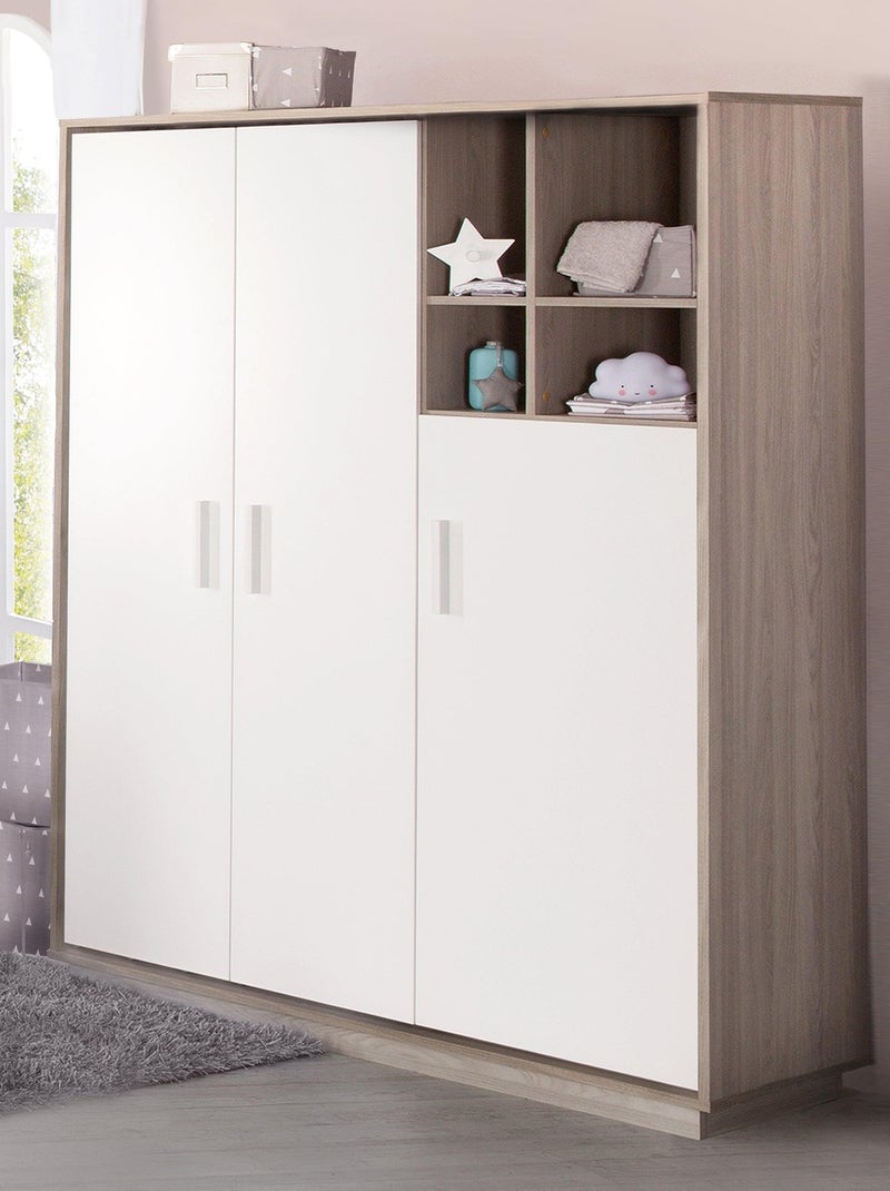 ROBA Armadio "Olaf" 3 ante – con vano a giorno – bianco / olmo lunare Bianco - Kiabi