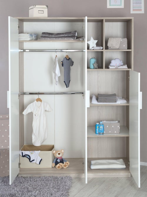 ROBA Armadio "Olaf" 3 ante – con vano a giorno – bianco / olmo lunare - Kiabi