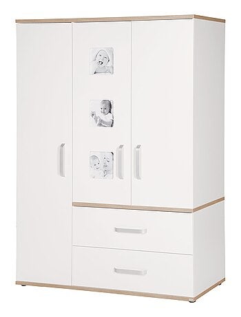 Roba armadio "pia" 3 ante – con 3 cornici decorative – bianco / rovere