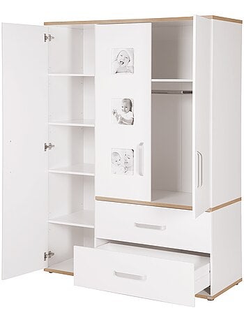 Roba armadio "pia" 3 ante – con 3 cornici decorative – bianco / rovere