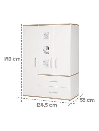 Roba armadio "pia" 3 ante – con 3 cornici decorative – bianco / rovere
