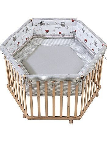 ROBA Box bébé esagonale "Cosiplay" + tappeto "Adam & Eule" – faggio bio