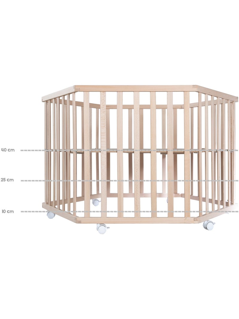 ROBA Box bébé esagonale "Cosiplay" + tappeto "Adam & Eule" – faggio bio Legno naturale - Kiabi