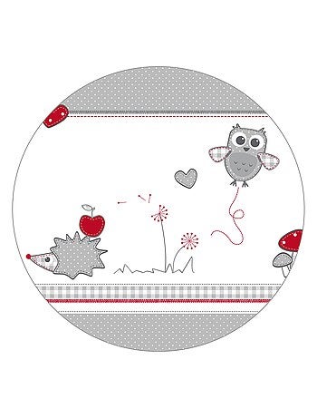 ROBA Box bébé esagonale in legno "Adam & Eule" + tappeto e ruote con freno – bianco