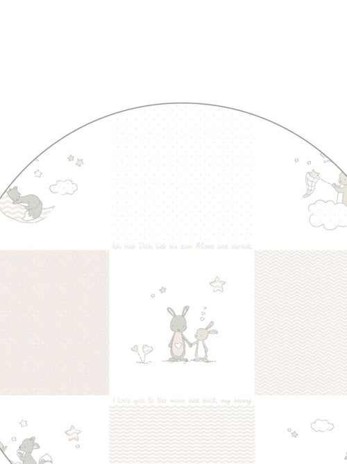 ROBA Box bébé esagonale in legno "Fox & Bunny" + tappeto e ruote con freno – bianco - Kiabi ROBA Box bébé esagonale in legno "Fox & Bunny" + tappeto e ruote con freno – bianco - Kiabi