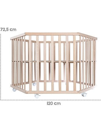 ROBA Box bébé esagonale in legno "Liebhabear" + tappeto e ruote con freno – bianco