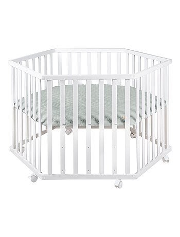 ROBA Box bébé esagonale ROBA Style + tappeto verde ghiaccio – legno bianco