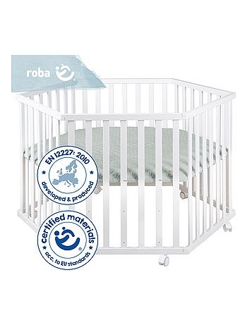 ROBA Box bébé esagonale ROBA Style + tappeto verde ghiaccio – legno bianco