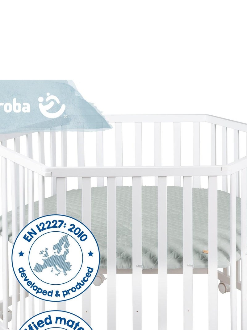 ROBA Box bébé esagonale ROBA Style + tappeto verde ghiaccio – legno bianco Bianco - Kiabi