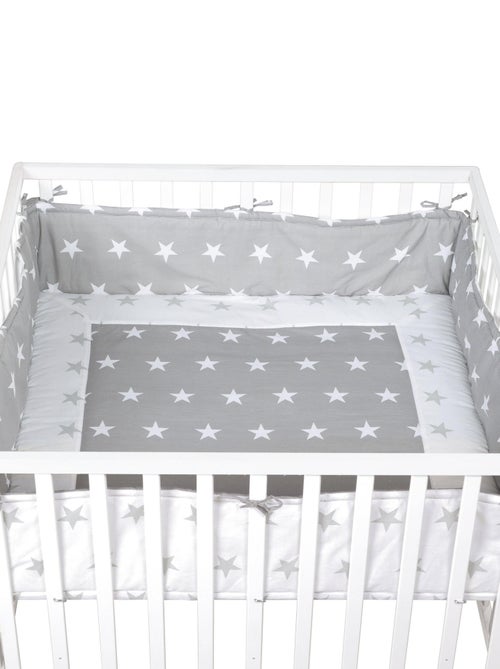 ROBA Box bébé in legno 100×100 "Little Stars" + tappeto e ruote con freno – bianco - Kiabi