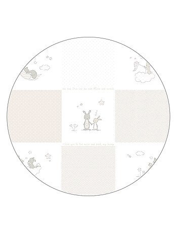 ROBA Box bébé in legno 75×100 "Fox & Bunny" + tappeto e ruote con freno – bianco