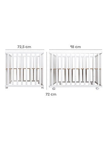 ROBA Box bébé in legno 75×100 "Fox & Bunny" + tappeto e ruote con freno – bianco