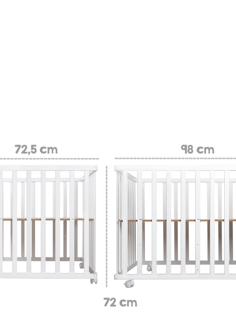 ROBA Box bébé in legno 75×100 "Fox & Bunny" + tappeto e ruote con freno – bianco Bianco - Kiabi