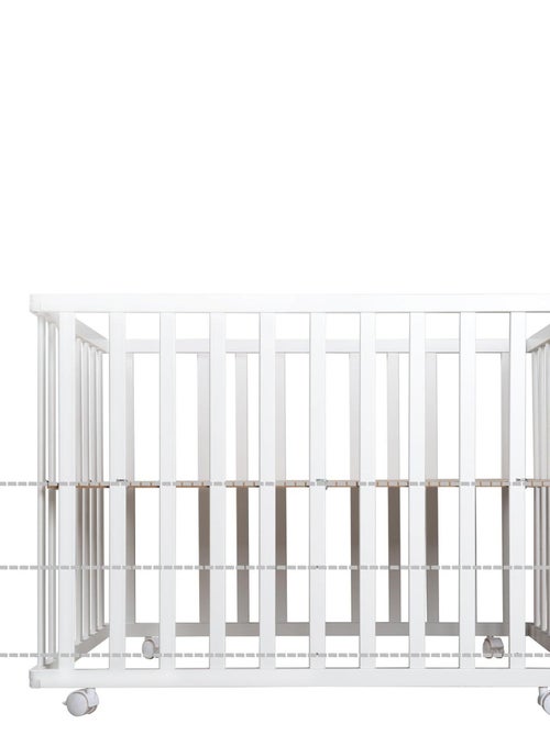 ROBA Box bébé in legno 75×100 "Fox & Bunny" + tappeto e ruote con freno – bianco - Kiabi