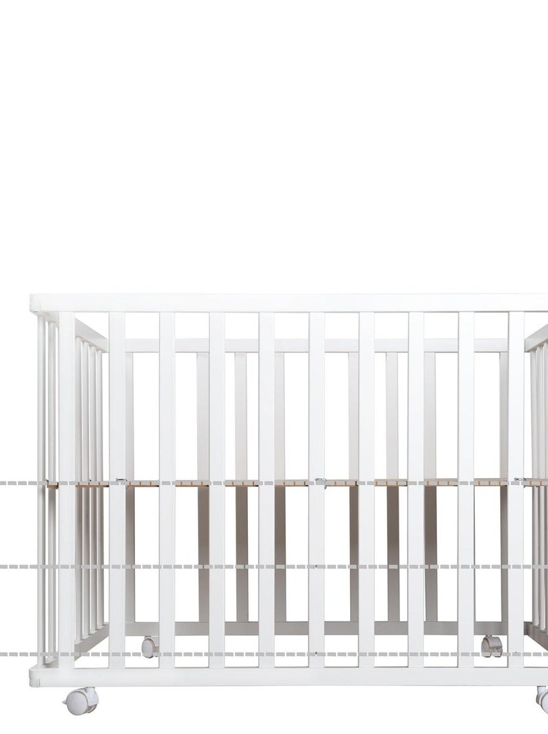 ROBA Box bébé in legno 75×100 "Fox & Bunny" + tappeto e ruote con freno – bianco Bianco - Kiabi