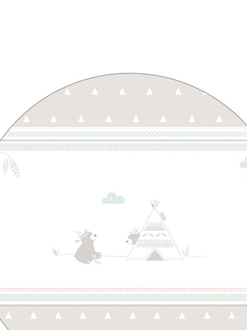 ROBA Box bébé in legno 75×100 "Indibear" + tappeto e ruote con freno – bianco - Kiabi