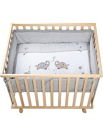 ROBA Box bébé in legno 75×100 "Jumbotwins" + tappeto e ruote con freno – bianco
