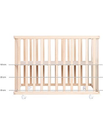 ROBA Box bébé in legno 75×100 "Jumbotwins" + tappeto e ruote con freno – bianco