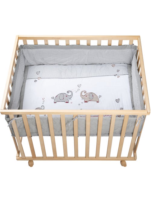 ROBA Box bébé in legno 75×100 "Jumbotwins" + tappeto e ruote con freno – bianco - Kiabi